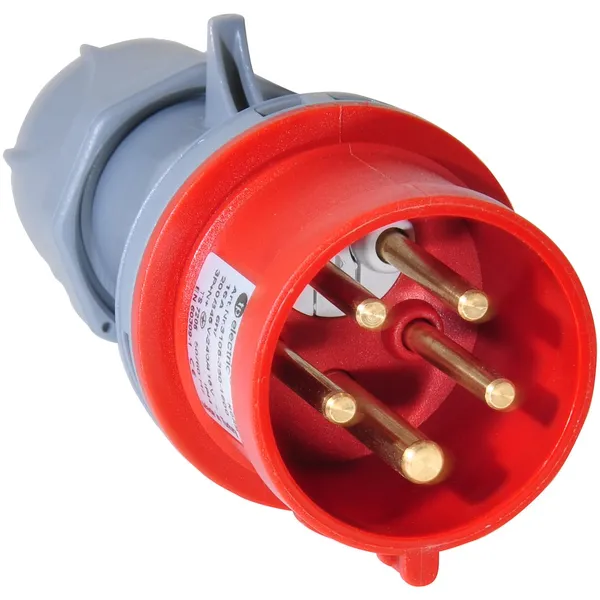 Støpsel m/fasevender,16A, 3P+N+J, 400V, 6h, IP44