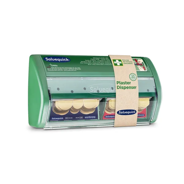 Plasterautomat 40 stk tekstilplaster og 45 stk plastplaster