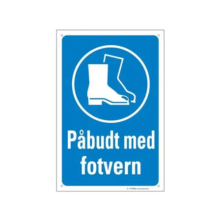 Skilt "Påbudt med fotvern" 200 x 300 mm