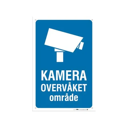 Skilt "Kameraovervåket område" 200 x 300 mm