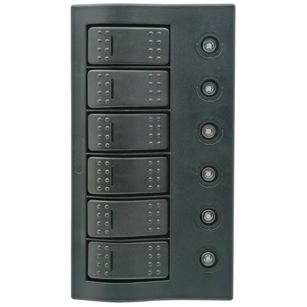 Bryterpanel med sikringer og LED lys - 6 brytere