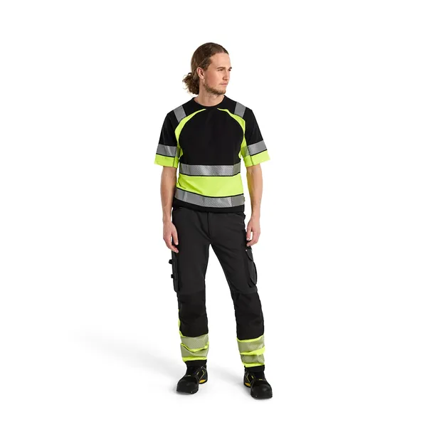 Varselbukse 4-veisstretch u/spikerlommer Svart/Gul