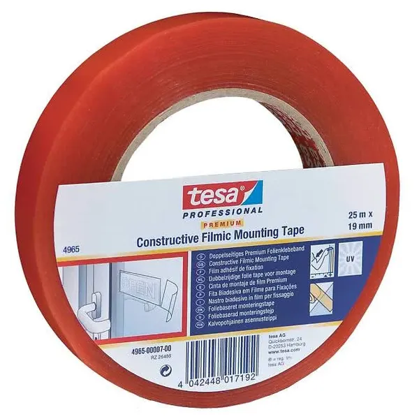 Monteringstape, Dobbelsidig 15mmx50m, Tesa