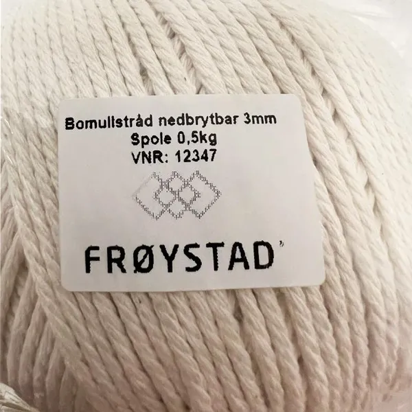 Råtne/bomullstråd, 4mm nedbrytbar, 500 gr. (ball)