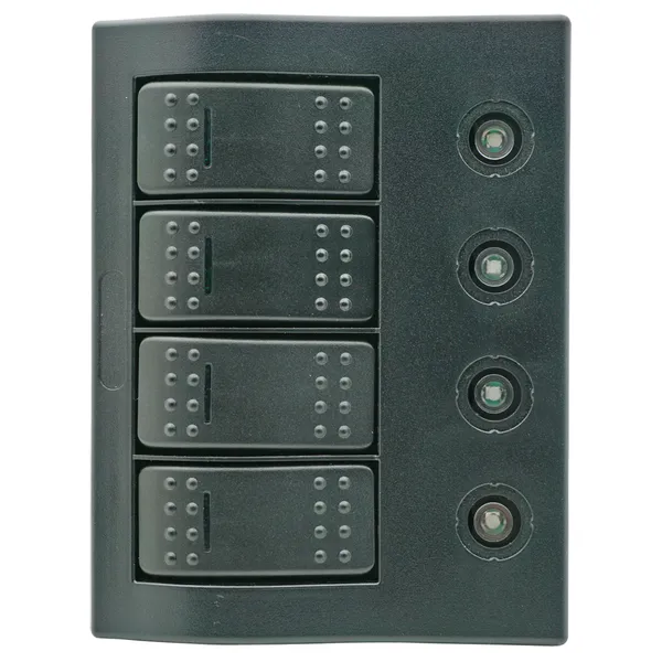 Bryterpanel med sikringer og LED lys - 4 brytere