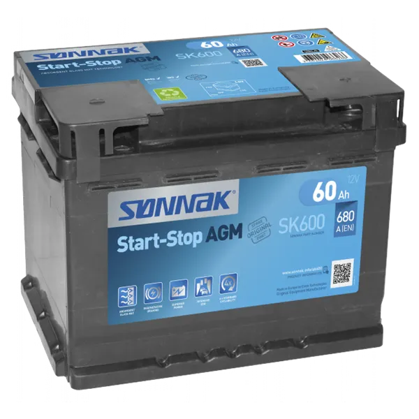 Batteri 12V 60 Ah AGM (tilsv. EK600)