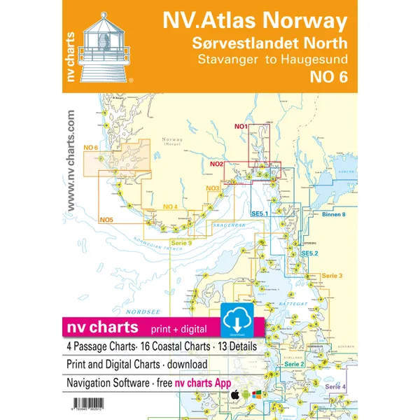 Kart kombi Atlas No 6 - Stavanger til Haugesund
