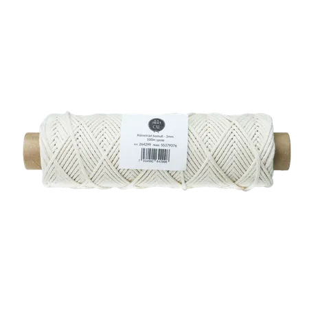 CAL Råtnetråd bomull 3 mm, 100 m spole