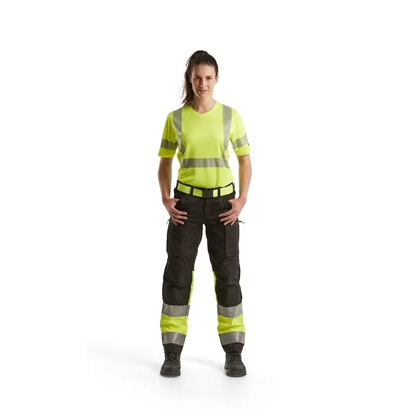 Varselbukse dame stretch Svart/Gul