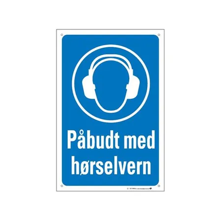 Skilt "Påbudt med hørselvern" 200 x 300 mm