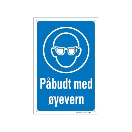 Skilt "Påbudt med øyevern" 200 x 300 mm