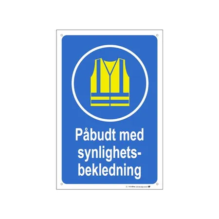 Skilt "Påbudt med verneutstyr" 200 x 300 mm