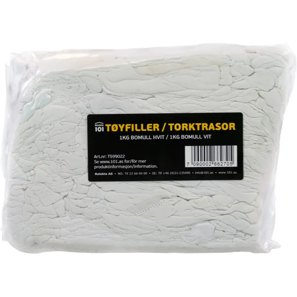 Relekta 101 Tøyfiller 1kg Bomull Hvit