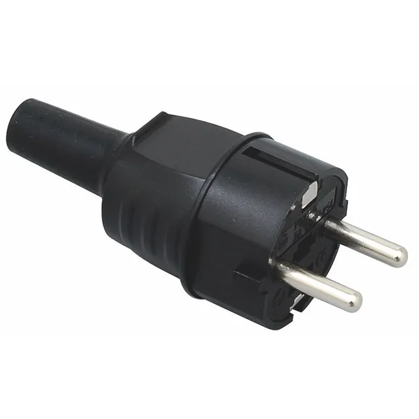 Støpsel m/jord Sort IP44 (PVC) utendørs