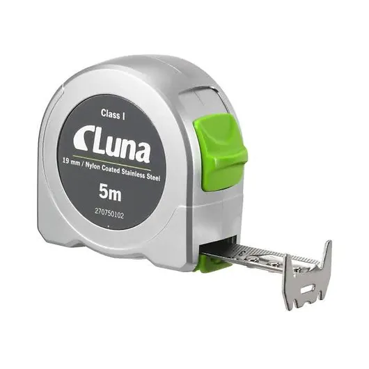 Målebånd 5 mtr. Rustfri Pushlock Luna