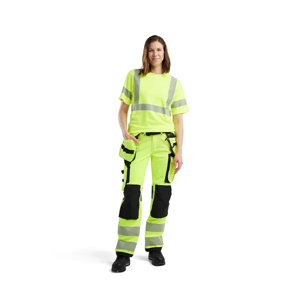 Varselbukse 4-veisstretch, Dame, Gul/Svart.