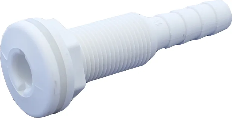 Skroggjennomføring 1/2" med 13 mm slangekobling, hvit