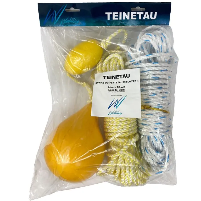 Teinetau m/flottør 7 og 8mm, 38 meter, Westviking