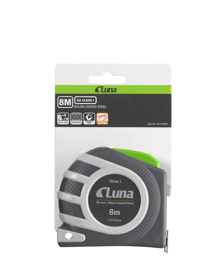 Målebånd 8 mtr. Magnetisk Autolock Luna