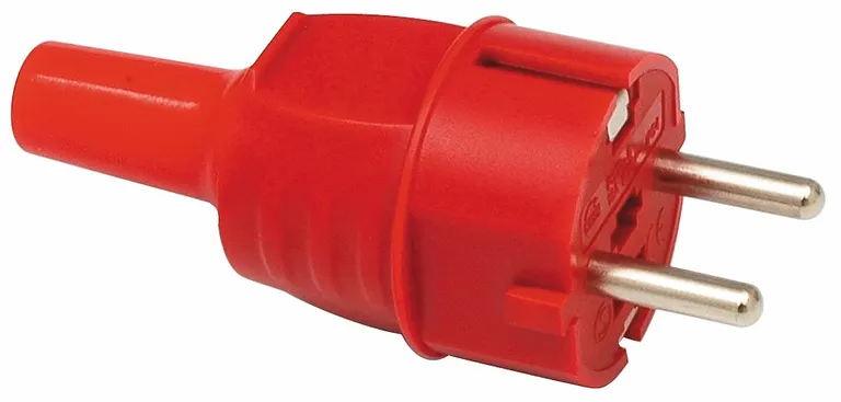 Støpsel m/jord Rød IP44 (PVC)