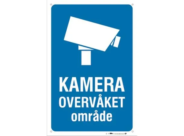 Skilt "Kameraovervåket område" 200 x 300 mm