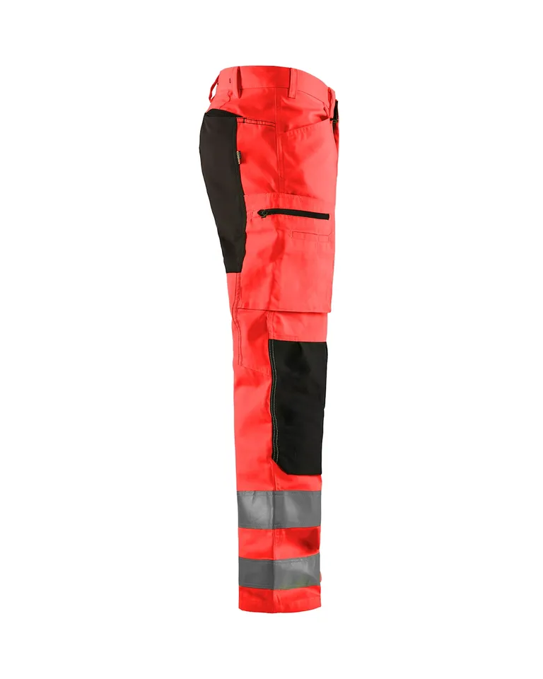 Varselbukse med Stretch, Svart/Varselrød