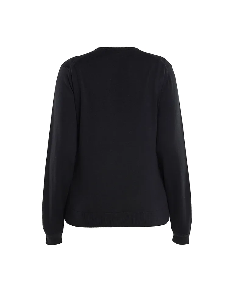 Genser strikket, dame. V-hals. Svart