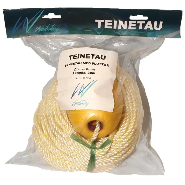 Teinetau m/6cm flottør 6mm x 30mtr