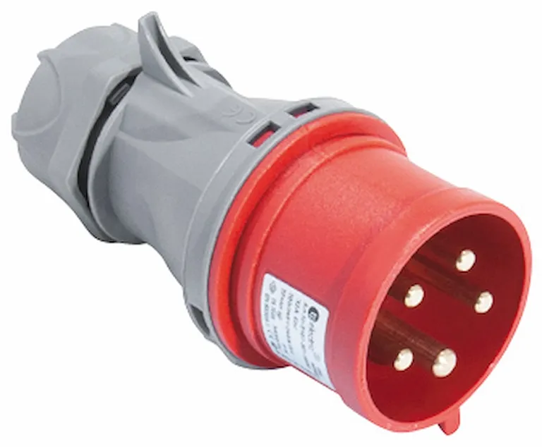Støpsel m/fasevender,32A, 3P+N+J, 400V, 6h, IP44