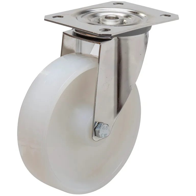 Styrehjul type 4PS PA6 rustfri stålbøyle nylon