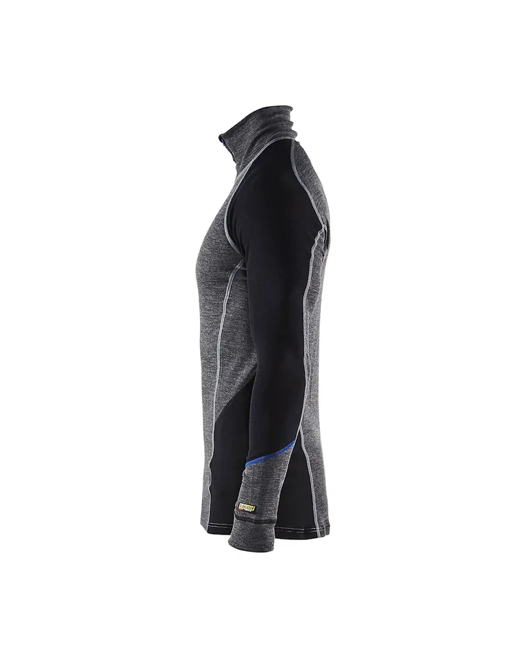WARM 100% Merino Undertøy Zip neck Grå/Svart