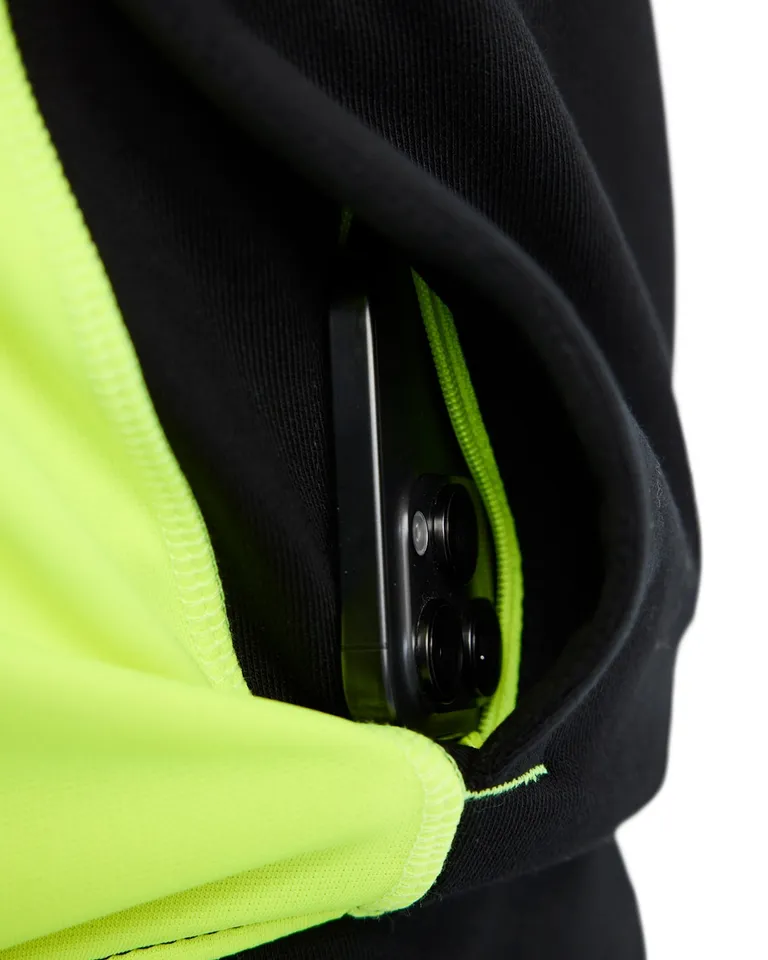 Varselgenser med hel Glidelås, Svart/Varselgul