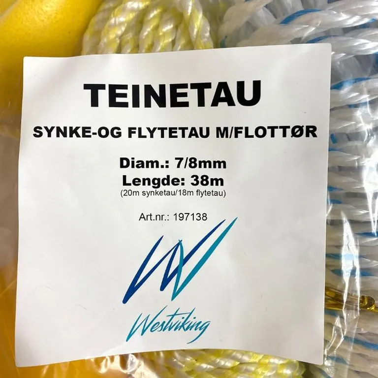Teinetau m/flottør 7 og 8mm, 38 meter, Westviking