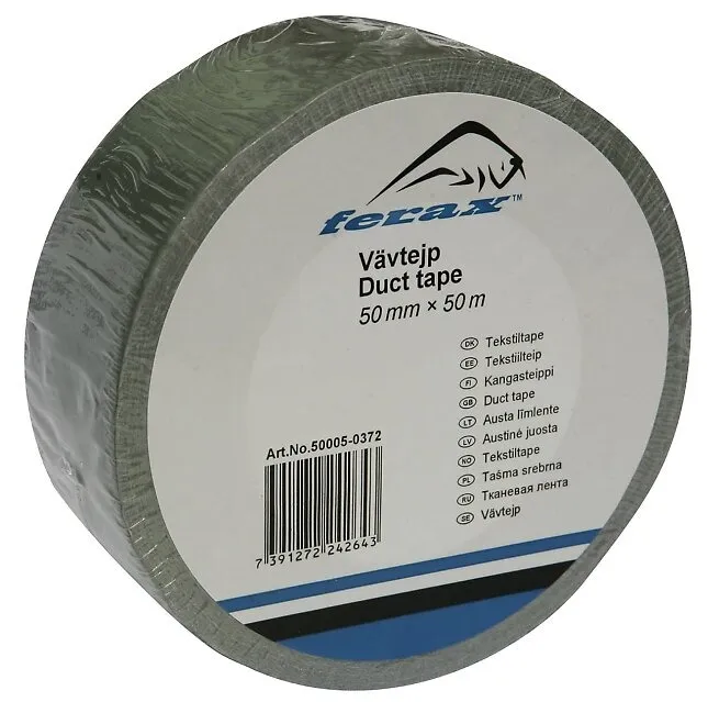 Tape, Tekstil DT 50 mm x 50 mtr. (sølv)