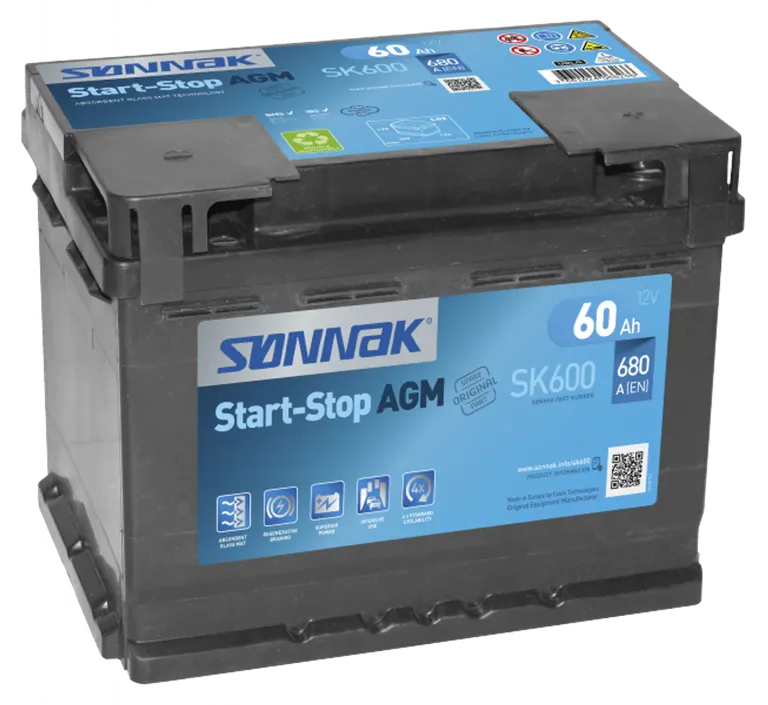 Batteri 12V 60 Ah AGM (tilsv. EK600)