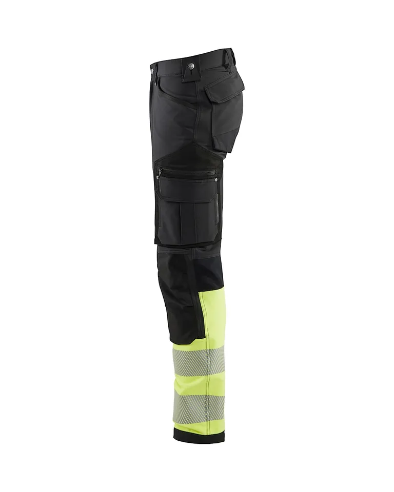 Varselbukse 4-veisstretch u/spikerlommer Svart/Gul