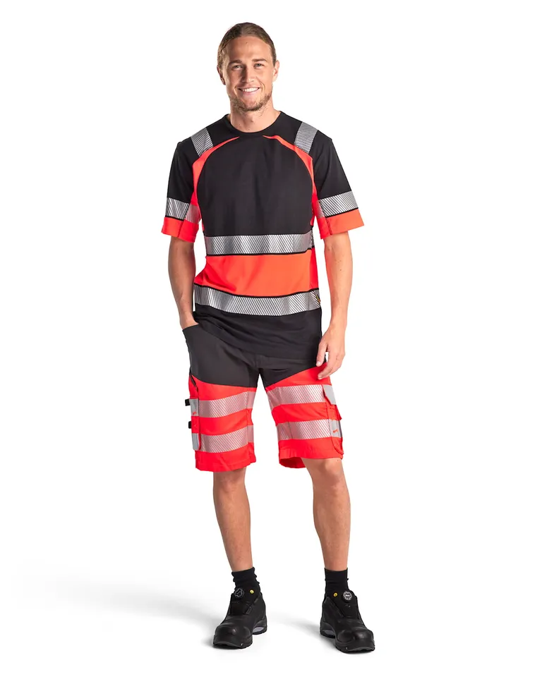 Varselshorts Med Stretch Svart/Varselrød