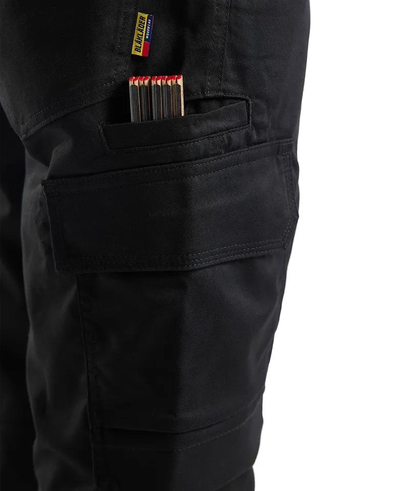 Industribukse Stretch Kneputelomme, Svart