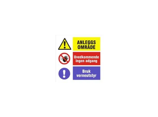 Skilt "Anleggsområde - Adgang forbudt" 600 x 600 mm