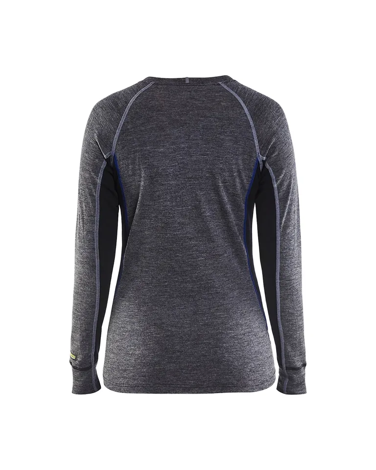 WARM 100% Merino Undertøygenser Dame Grå/Svart