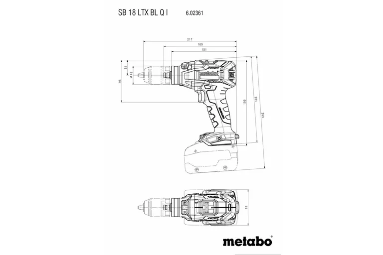 Metabo Slagboremaskin SB 18 LTX BL, Batteri