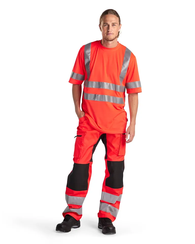 Varselbukse med Stretch, Svart/Varselrød