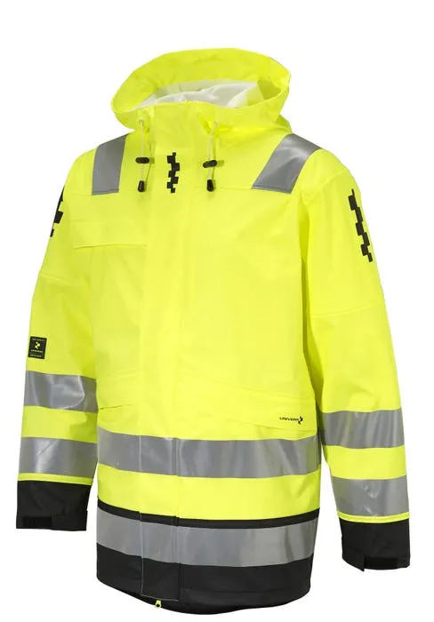 Regnjakke Stord med hette Hivis Gul KL.2/3