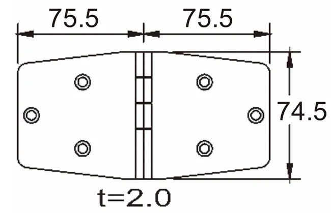 Hengsel syrefast 151 x 75 mm