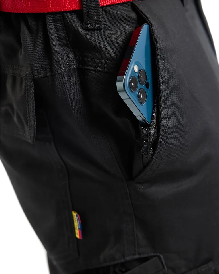 Industribukse Stretch Kneputelomme, Svart