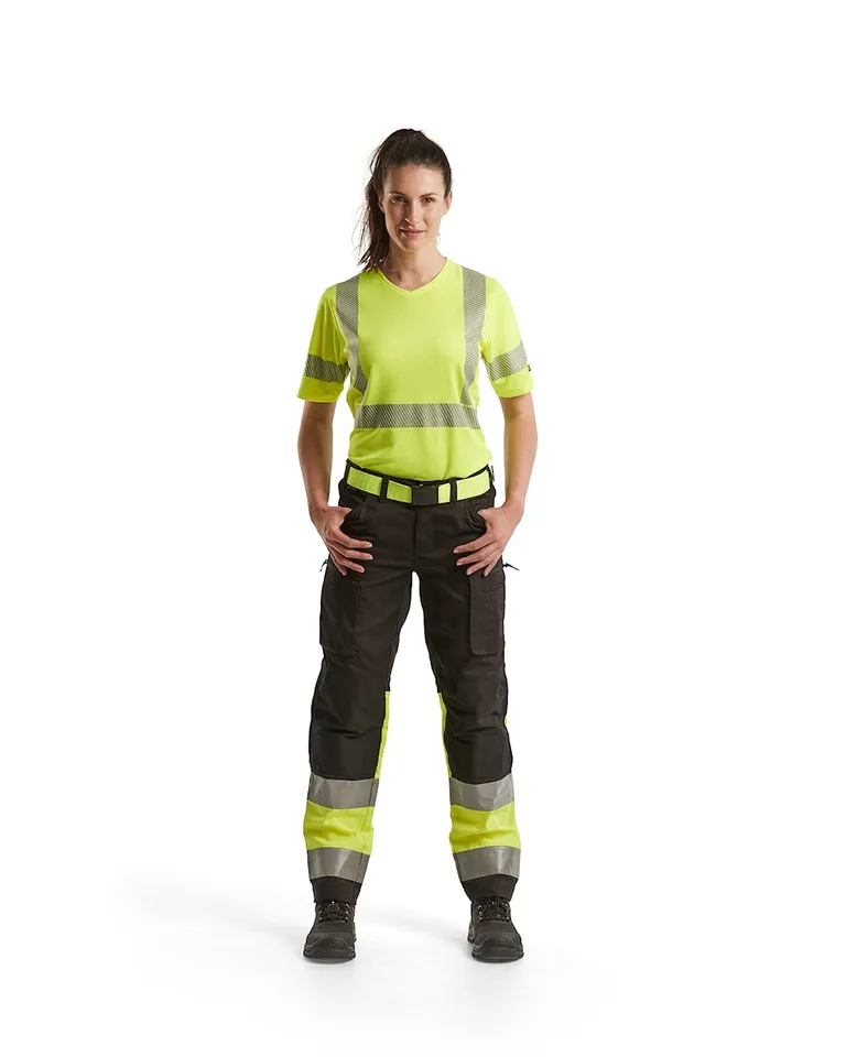 Varselbukse dame stretch Svart/Gul