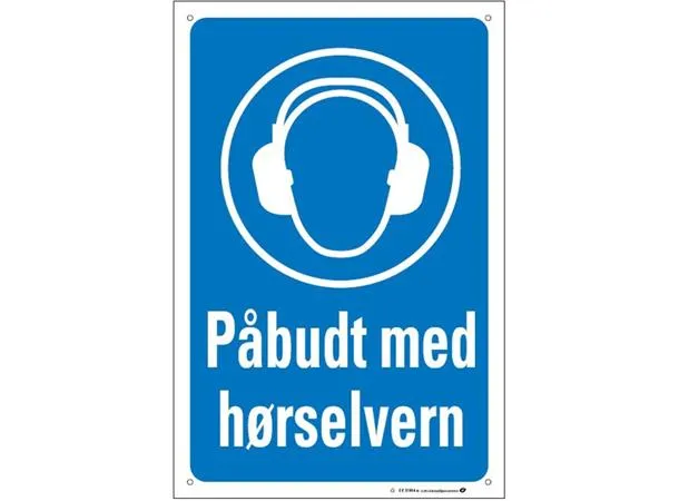 Skilt "Påbudt med hørselvern" 200 x 300 mm