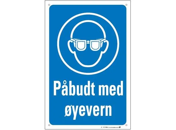 Skilt "Påbudt med øyevern" 200 x 300 mm
