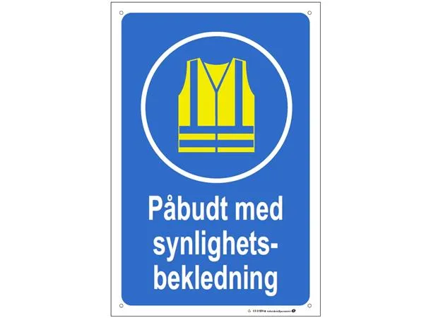 Skilt "Påbudt med verneutstyr" 200 x 300 mm