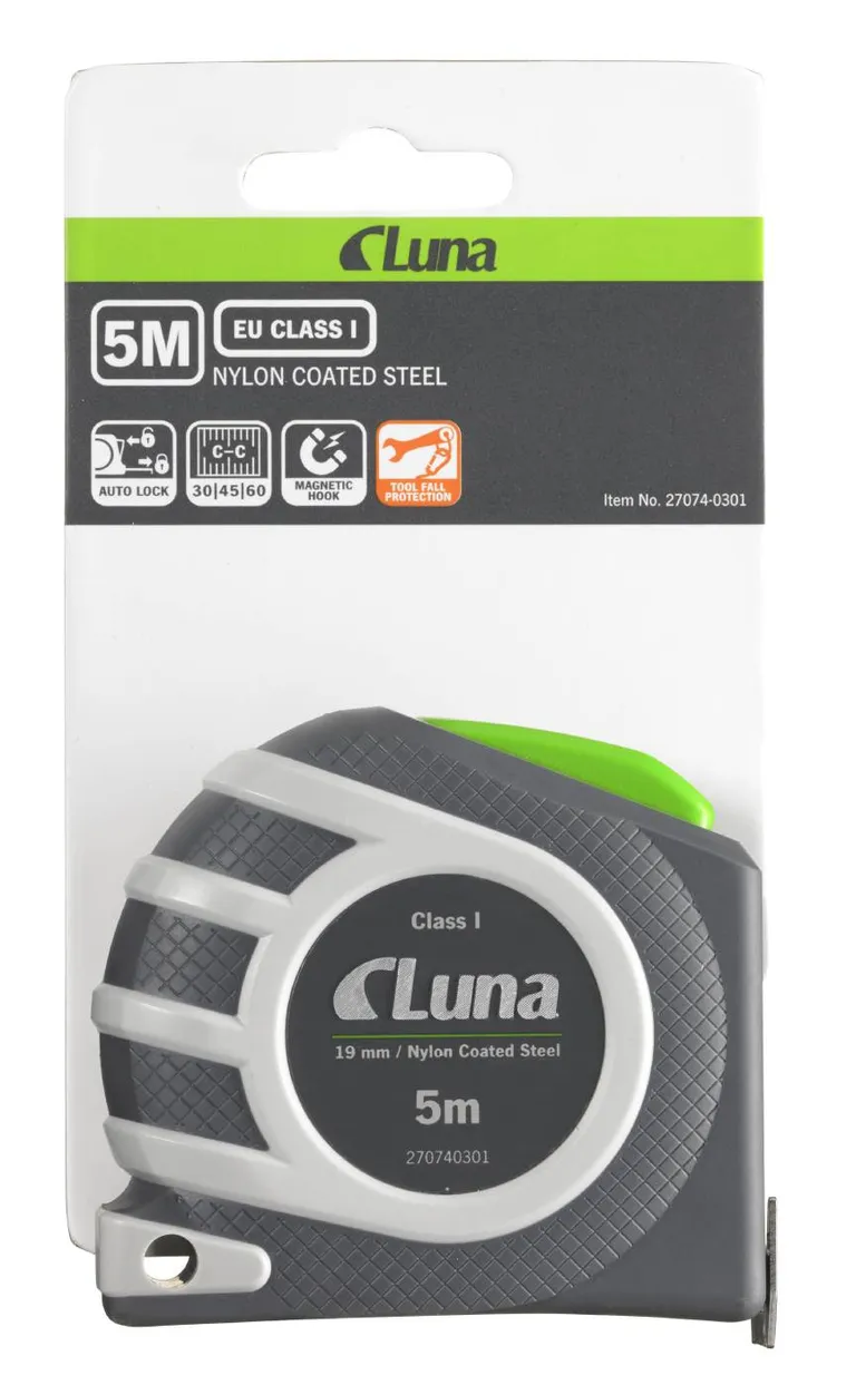 Målebånd 5 mtr. Magnetisk Autolock Luna
